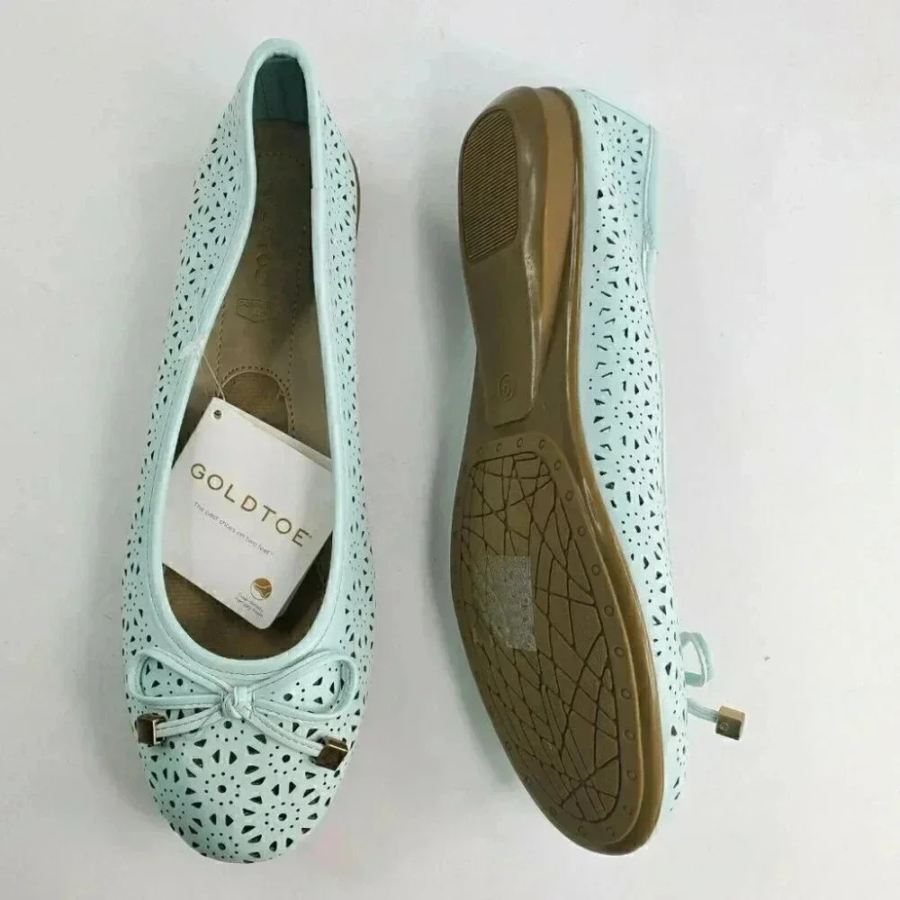 Goldtoe Comfort Plus Memory Foam Slip On Women's Bow Tie Flats Pumps New 7.5/9 - Picture 3 of 10